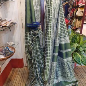 Hand Block printed High quality Pure Katan Silk Sarees with BP.