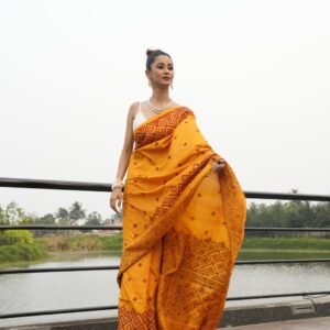 Vivaah Grace Gujarati Embroidered Bishnupur Katan Silk Saree – Tradition Woven in Threads