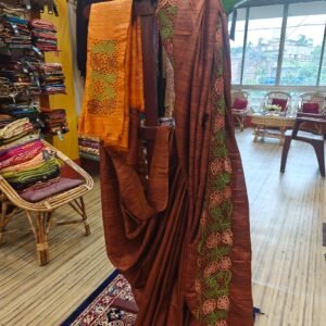 Bhagalpuri Ghicha Silk Saree with Hand Cut Detailing – Raw Beauty for Special Days