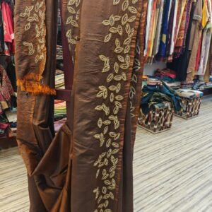 Handcrafted Bishnupur Katan Silk Saree with Intricate Cut Dana Work – Celebration Elegance