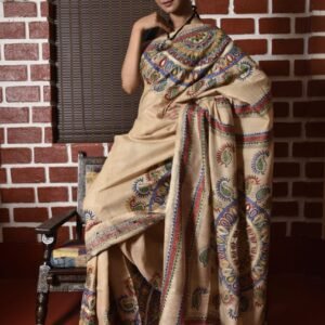 Gachhi Tussar Silk Saree with Traditional Kantha Embroidery – Premium Heritage Wear