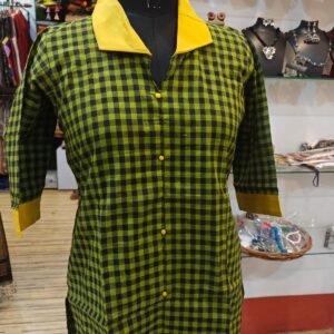 Casual wear short kurti suitable for all ages. Matches with pants, jeans, casual skirts, plazo etc. 3 quarter sleeve.