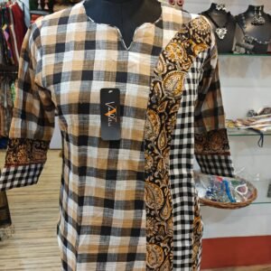 Casual wear short kurti suitable for all ages. Matches with pants, jeans, casual skirts, plazo etc. 3 quarter sleeve.