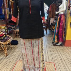 Very Sofisticated Hand Kantha embroidered Wrap around Skirt with asymmetrical unique design.