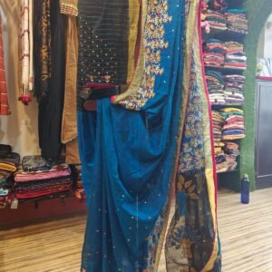 Very Sophisticated  Matka Maslin with hand Aari work all over unique border.